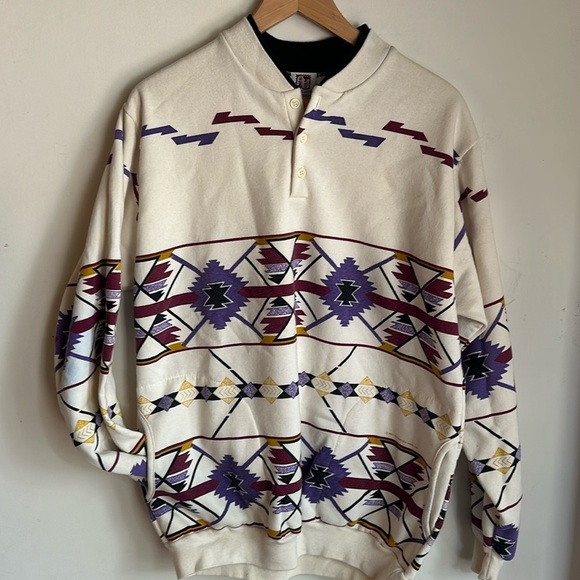 Vintage 1992 Southwestern Allover Print Sweatshirt - Picture 1 of 5